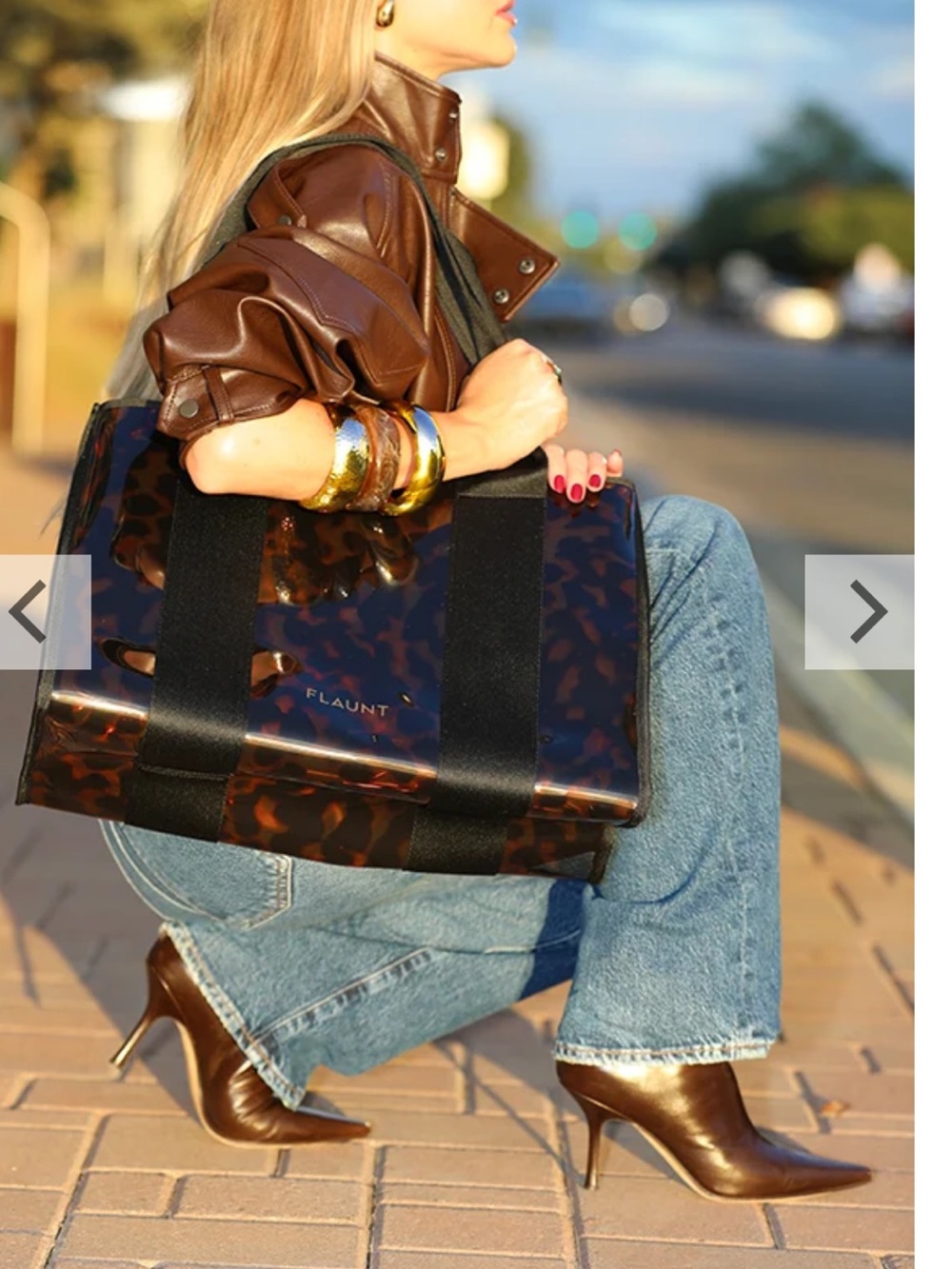 NWT Flaunt Tortoiseshell Clear Tote in Amber Brown - Picture 2 of 16